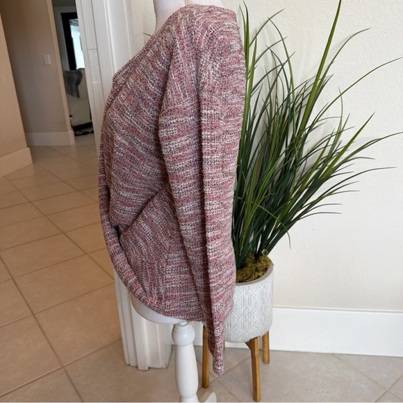 lou grey for Loft pink & White Tweed LS Shirt XS Cross Front V Neck - Picture 4 of 11